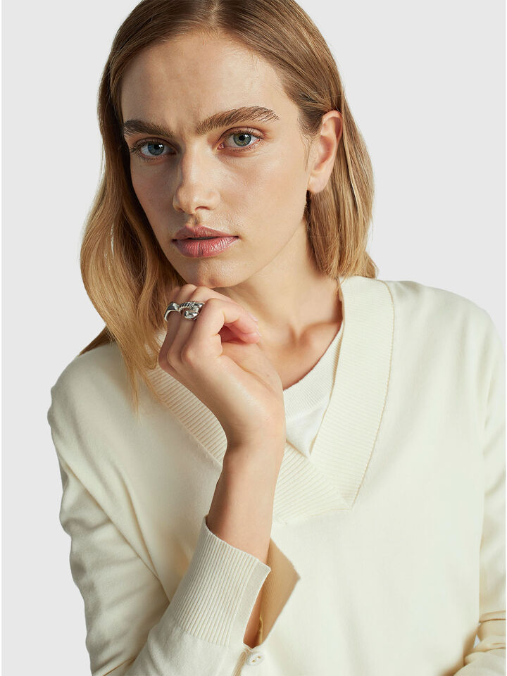 V NECK SWEATER L/S Mujer image number 4